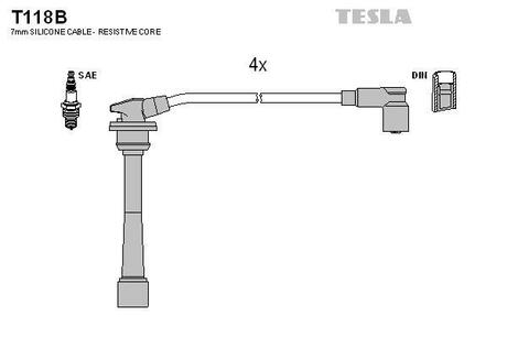 T118B TESLA Провода высоковольтные, комплект Kia Ceed 2.0 (06-12),Kia Ceed sw 2.0 (07-12) ()