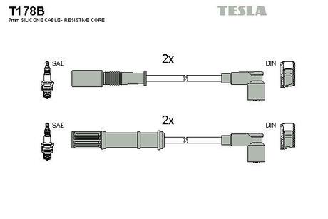 T178B TESLA Комплект кабелiв запалювання