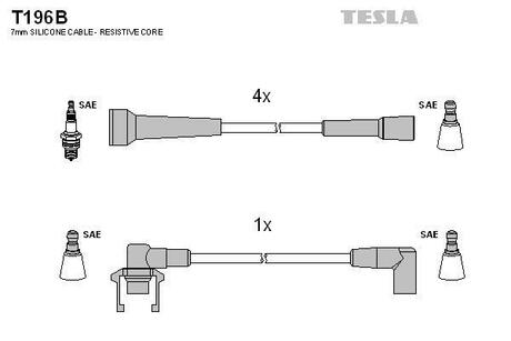 T196B TESLA Комплект кабелiв запалювання