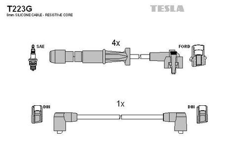 T223G TESLA Комплект кабелiв запалювання