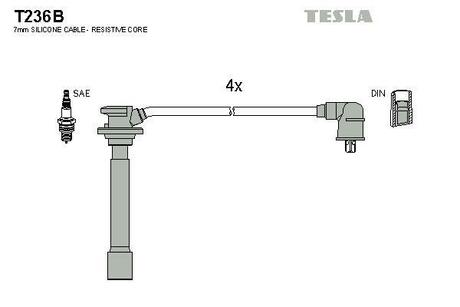 T236B TESLA Комплект кабелiв запалювання