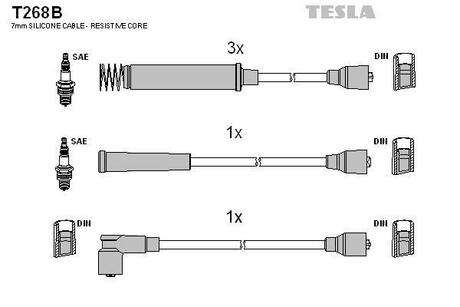 T268B TESLA Комплект кабелiв запалювання