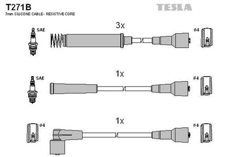 T271B TESLA Комплект кабелiв запалювання