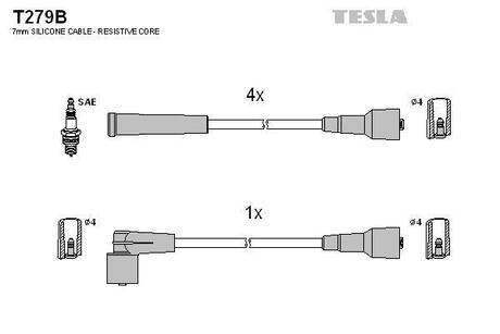 T279B TESLA Комплект кабелiв запалювання