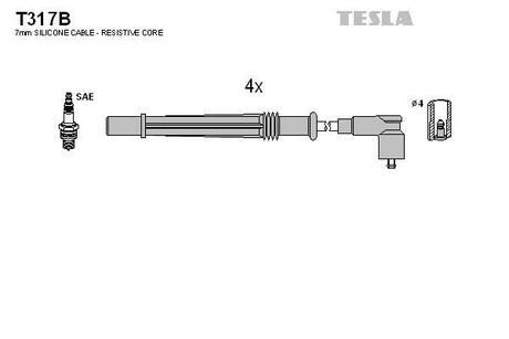 T317B TESLA Комплект кабелiв запалювання