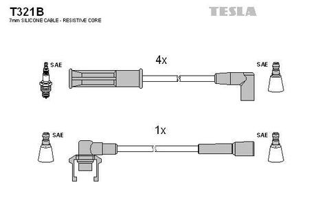 T321B TESLA Комплект кабелiв запалювання