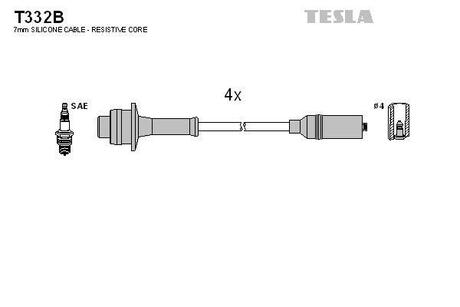 T332B TESLA Комплект кабелiв запалювання