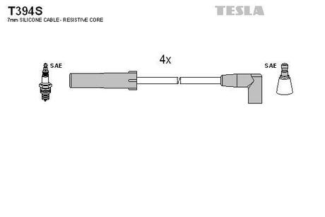 T394S TESLA Комплект кабелiв запалювання