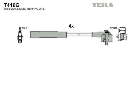 T410G TESLA Комплект кабелiв запалювання