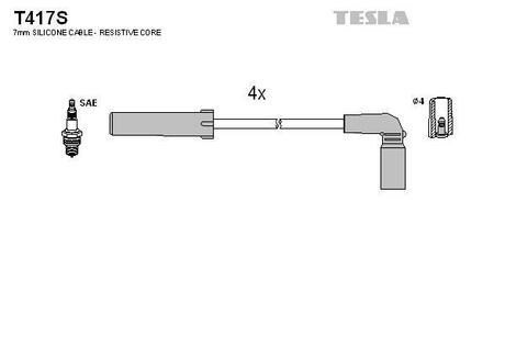 T417S TESLA Комплект кабелiв запалювання