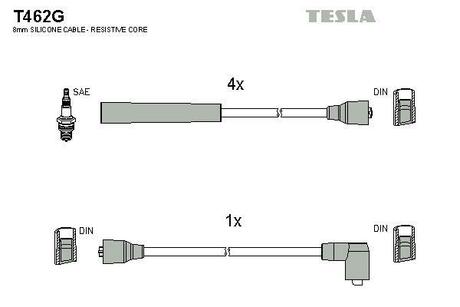 T462G TESLA Комплект кабелiв запалювання