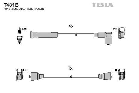 T481B TESLA Комплект кабелiв запалювання