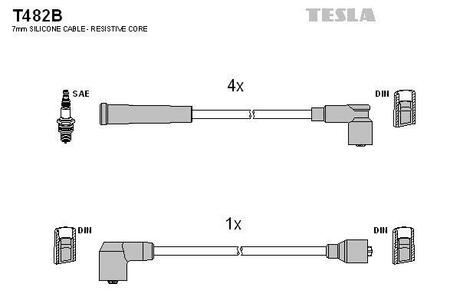 T482B TESLA Комплект кабелiв запалювання