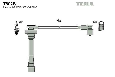 T502B TESLA Комплект кабелiв запалювання
