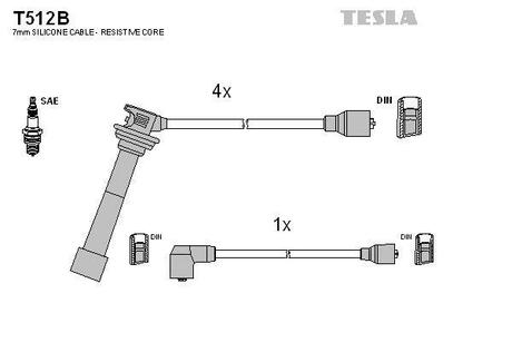 T512B TESLA Комплект кабелiв запалювання