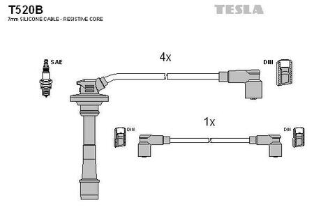 T520B TESLA Комплект кабелiв запалювання