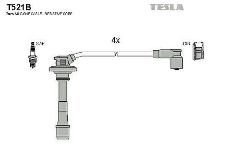 T521B TESLA Комплект кабелiв запалювання