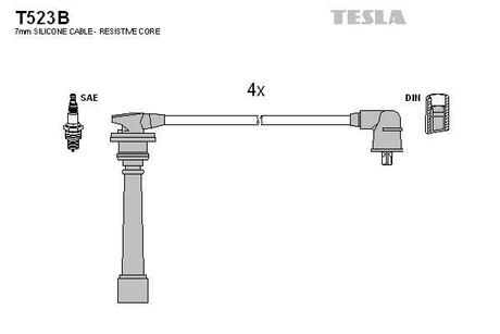 T523B TESLA Провода высоковольтные, комплект Hyundai Accent iii 1.4 (05-10) ()