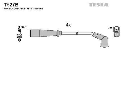 T527B TESLA Комплект кабелiв запалювання