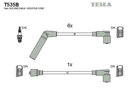 T535B TESLA Комплект кабелiв запалювання