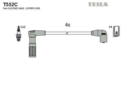 T552C TESLA Комплект кабелiв запалювання