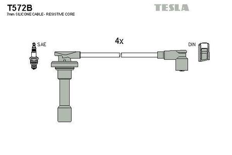 T572B TESLA Комплект кабелiв запалювання