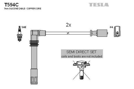 T594C TESLA Комплект кабелiв запалювання