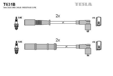T631B TESLA Комплект кабелiв запалювання