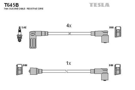 T645B TESLA Комплект кабелiв запалювання