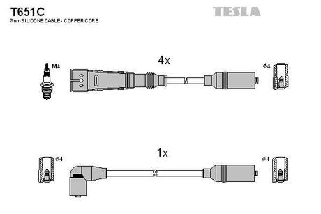 T651C TESLA Комплект кабелiв запалювання
