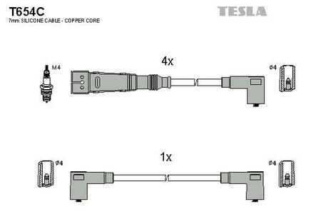 T654C TESLA Комплект кабелiв запалювання