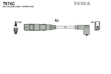 T674C TESLA Комплект кабелiв запалювання