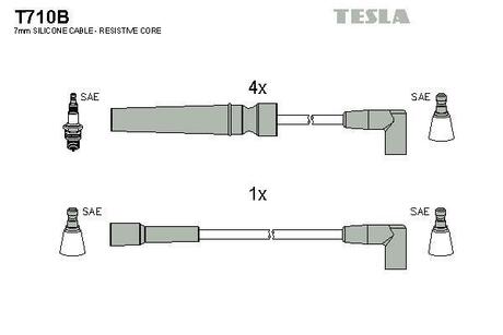 T710B TESLA Комплект кабелiв запалювання