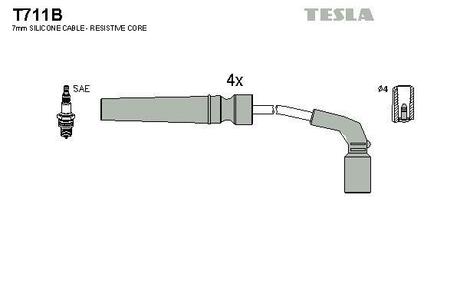 T711B TESLA Комплект кабелiв запалювання