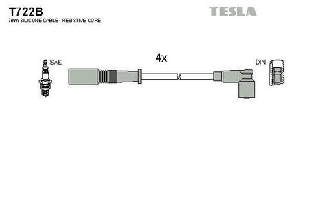 T722B TESLA Комплект кабелiв запалювання