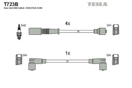 T723B TESLA Комплект кабелiв запалювання