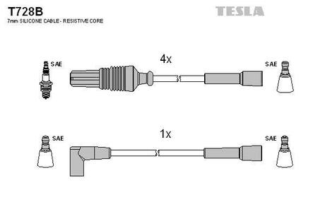 T728B TESLA Комплект кабелiв запалювання