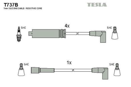 T737B TESLA Комплект кабелiв запалювання