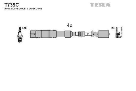 T739C TESLA Провода высоковольтные, комплект Mercedes-benz A-class (w169) 1.5 (04-12) ()