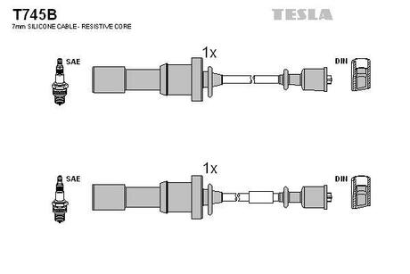 T745B TESLA Комплект кабелiв запалювання