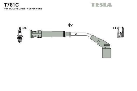 T781C TESLA Комплект кабелiв запалювання
