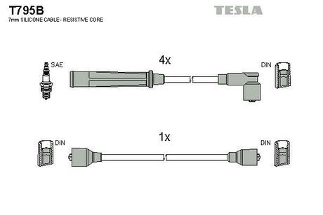 T795B TESLA Комплект кабелiв запалювання