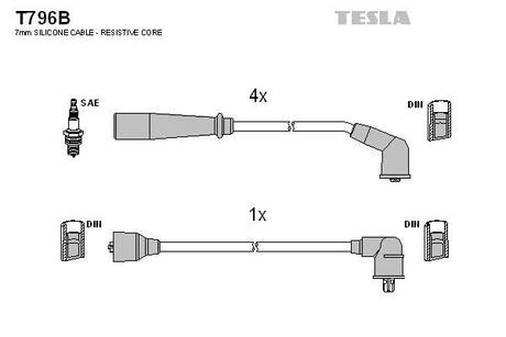 T796B TESLA Комплект кабелiв запалювання
