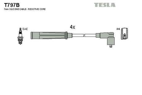 T797B TESLA Комплект кабелiв запалювання