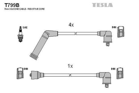 T799B TESLA Комплект кабелiв запалювання