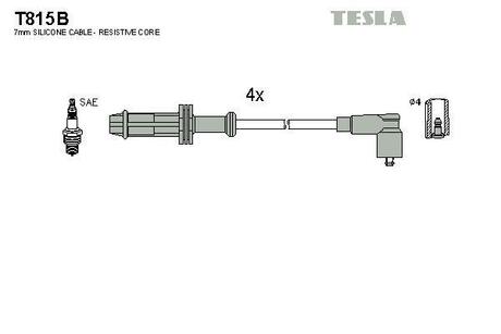 T815B TESLA Комплект кабелiв запалювання