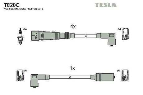 T820C TESLA Комплект кабелiв запалювання