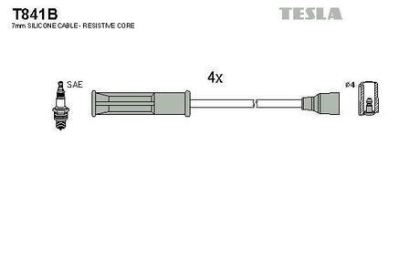 T841B TESLA Комплект кабелiв запалювання
