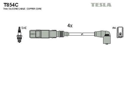T854C TESLA Провода высоковольтные, комплект Vw Caddy iii 1.6 (04-15),Vw Caddy iii 1.6 (11-15) () BLATNA