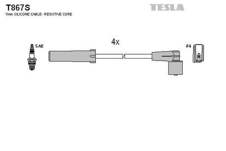 T867S TESLA Комплект кабелiв запалювання